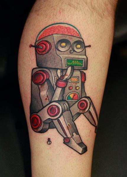 Calf Robot Tattoo by Stefan Semt
