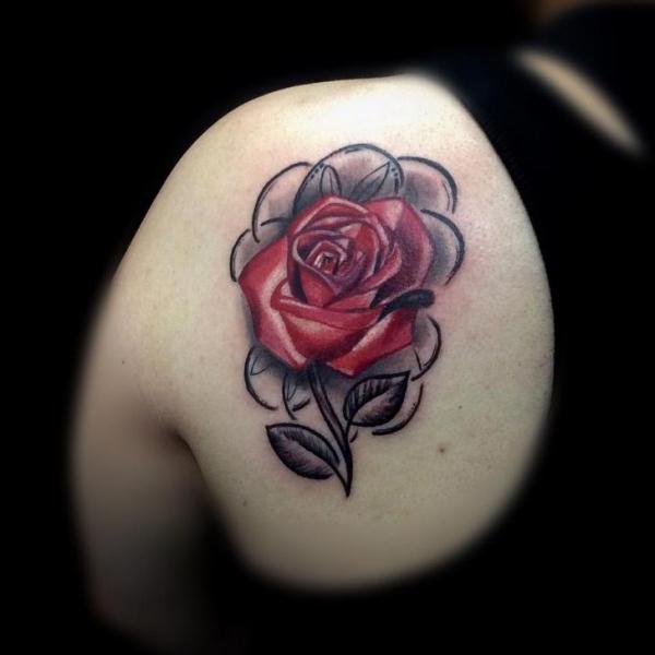 Shoulder Flower Rose Tattoo by Silence of Art Tattoo Studio
