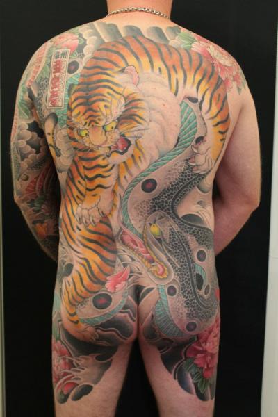 Tatuaż Japoński Plecy Tygrys przez Ten Ten Tattoo