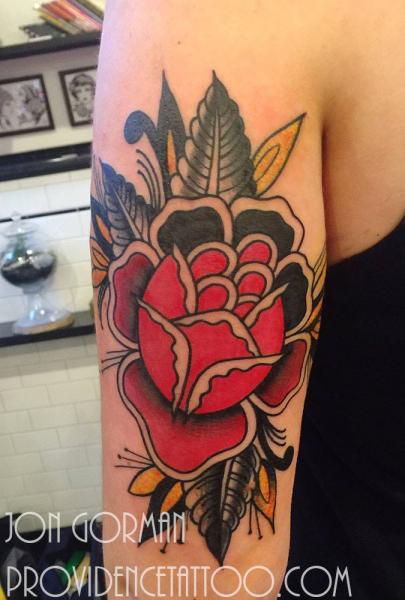 Arm Old School Flower Tattoo by Providence Tattoo studio