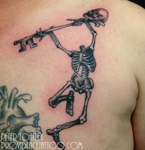 Shoulder Key Skeleton Tattoo by Providence Tattoo studio