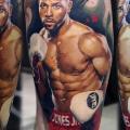 tatuaje Brazo Retrato Realista Boxe por Valentina Riabova