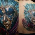 tatuaje Realista Espalda Máscara por Valentina Riabova