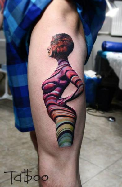 Tatuaggio Fantasy Gamba Donne di Valentina Riabova
