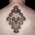 Totenkopf Rücken Dotwork tattoo von Lewis Ink