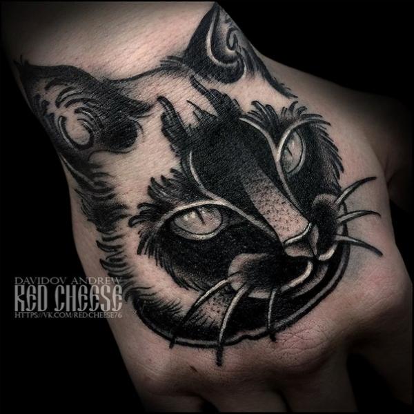 Hand Cat Tattoo by Davidov Andrew