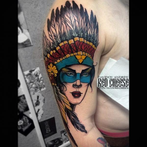 Shoulder Indian Tattoo by Davidov Andrew