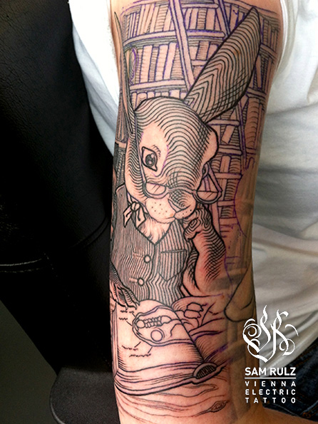 Arm Hase Tattoo von Vienna Electric Tattoo