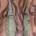 Foot Leg Dotwork Octopus tattoo by Vienna Electric Tattoo