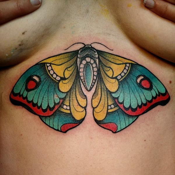 Butterfly Breast Tattoo by Nik The Rookie