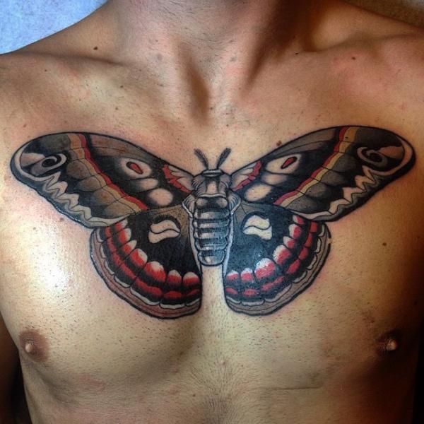 Chest Moth Tattoo by Nik The Rookie