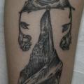 Arm God Dotwork Bat tattoo by Ottorino d'Ambra