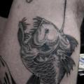 Calf Dotwork Fish tattoo by Ottorino d'Ambra