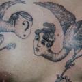 Chest Heart Women Belly Bird tattoo by Ottorino d'Ambra