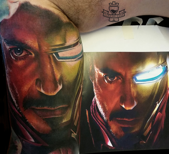 Arm Realistic Ironman Tattoo by Alex de Pase