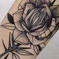 tatuaje Brazo Flor Dotwork por Michele Zingales