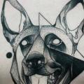 Chest Dog Dotwork tattoo by Michele Zingales