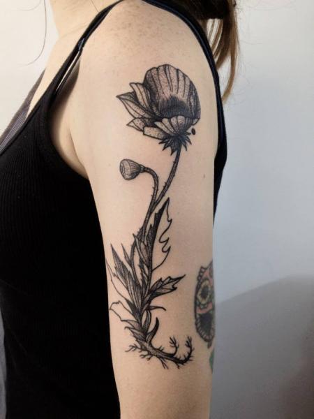 Tatouage Épaule Bras Fleur par Michele Zingales