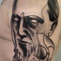Shoulder Dotwork Men tattoo by Michele Zingales