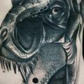 tatuaggio Fianco Dotwork Dinosauro di Michele Zingales