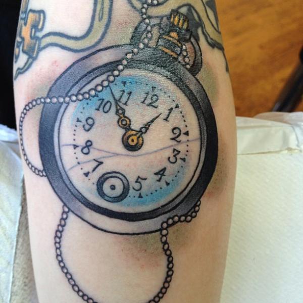Clock New School Tattoo by Malort