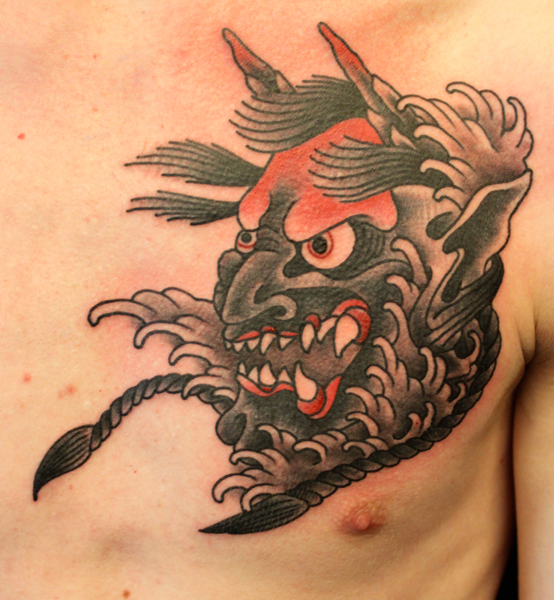 Tatuaje Pecho Japoneses Demonio por Malort