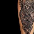 Calf Owl Dotwork tattoo by Coen Mitchell