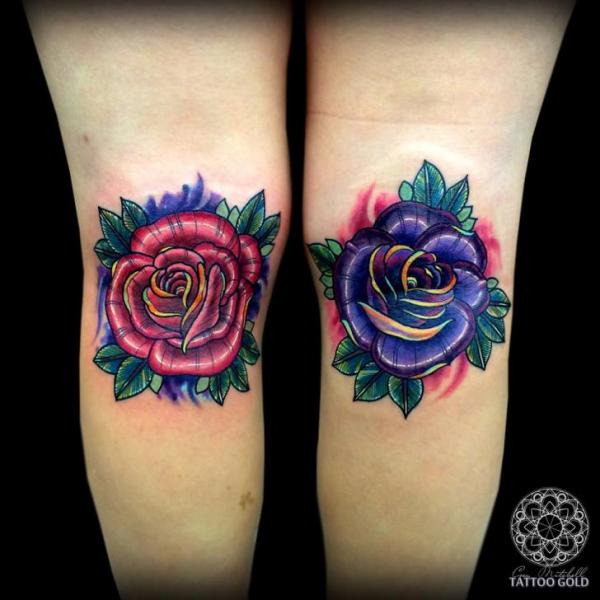 Tatuaje Pierna Flor por Coen Mitchell