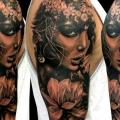 Shoulder Arm Realistic Flower Women tattoo by Coen Mitchell