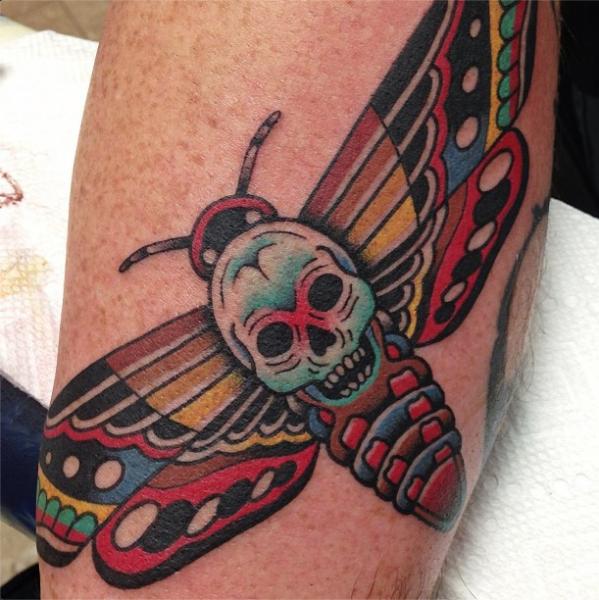 Arm New School Moth Tattoo by Captured Tattoo