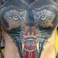 Shoulder Chest Wolf Belly tattoo by Captured Tattoo