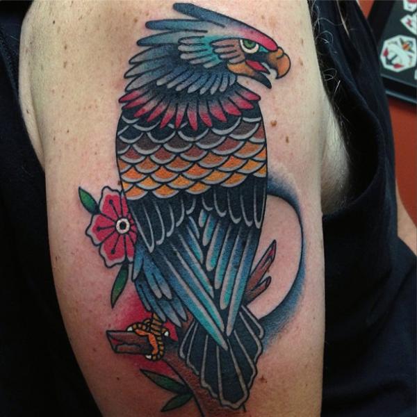 Shoulder New School Eagle Tattoo by Captured Tattoo