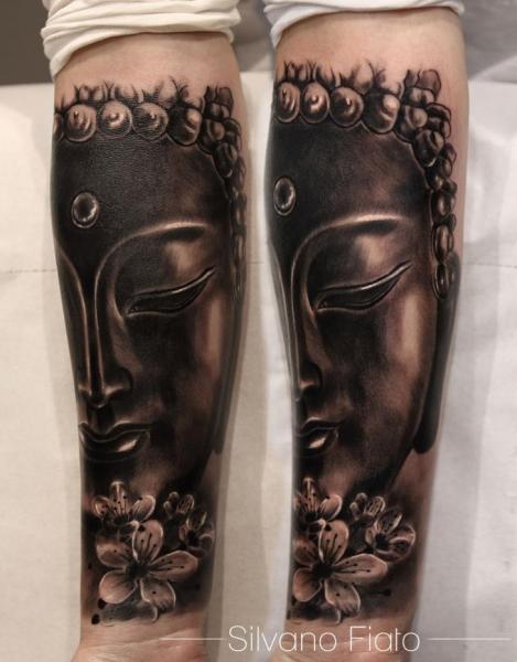 Arm Buddha Religious Tattoo by Silvano Fiato