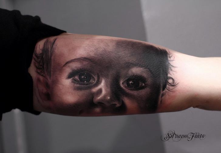 Arm Realistic Child Tattoo by Silvano Fiato