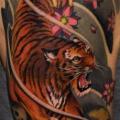 Shoulder Japanese Tiger tattoo by Michael Litovkin