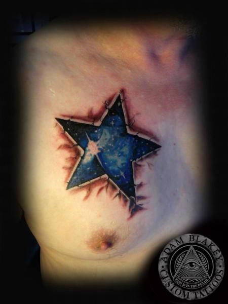 Chest Star Tattoo by Slawit Ink