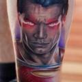 Leg Superman tattoo by Slawit Ink