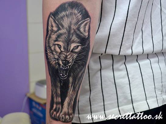 Tatuaje Brazo Realista Lobo por Secret Tattoo & Piercing