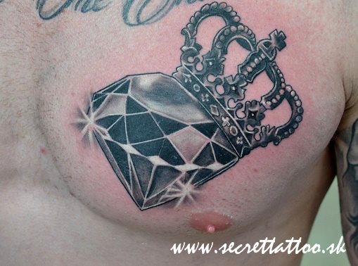 Chest Crown Diamond Tattoo by Secret Tattoo & Piercing