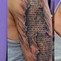 Shoulder Arm Lettering 3d tattoo by Secret Tattoo & Piercing