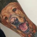 tatuaje Brazo Realista Perro por Jesse Rix Tattoo Art