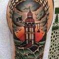 Schulter Arm Leuchtturm Old School tattoo von Forever Tattoo