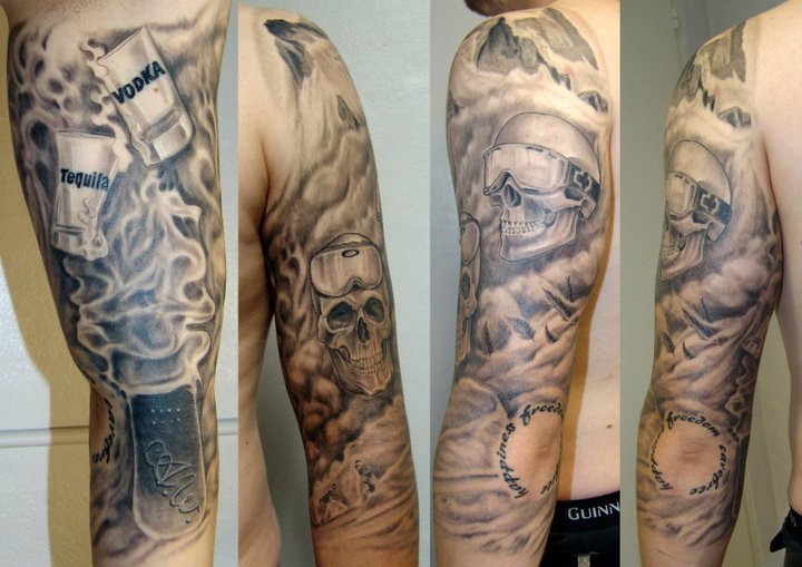 Arm Skull Tattoo by 2nd Skin