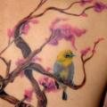 Realistic Back Bird Tree tattoo by 2nd Skin
