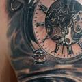 Shoulder Realistic Clock tattoo by 2nd Skin