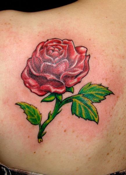 Shoulder Realistic Flower Rose Tattoo by 2nd Skin