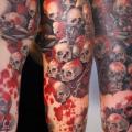 Shoulder Skull Blood tattoo by 2nd Skin