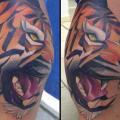 Calf Tiger tattoo by Mefisto Tattoo Studio