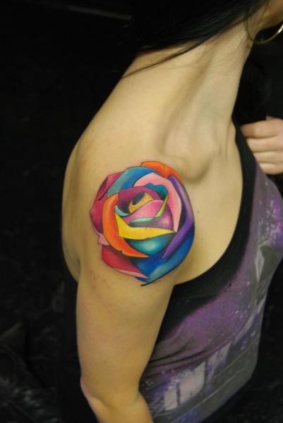 Shoulder Flower Tattoo by Mefisto Tattoo Studio