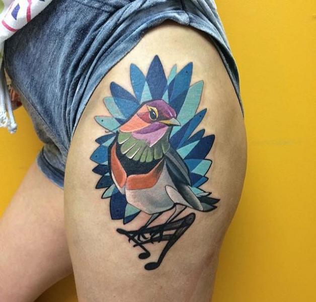 รอยสัก นก โดย Mefisto Tattoo Studio